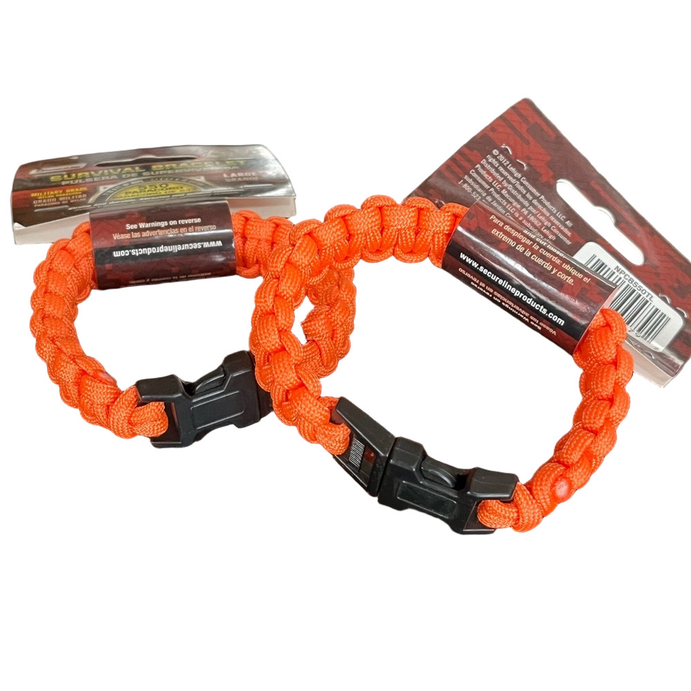 🇺🇸2 Paracord Survival Bracelet - Military Grade - Orange - Large